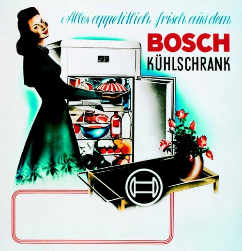 Рекламный плакат холодильников Bosch, 1952 год Рекламный плакат холодильников Bosch, 1952 год