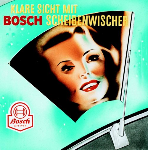Рекламный плакат стеклоочистителей Bosch, 1954 год Рекламный плакат стеклоочистителей Bosch, 1954 год